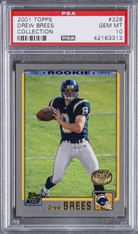 2001 Topps #328 Drew Brees Collection Rookie Card - PSA GEM MT 10